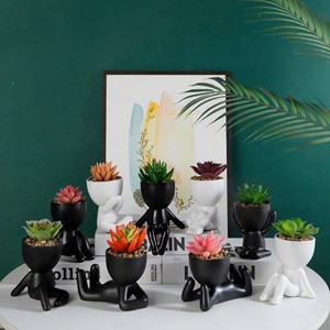 Vasi per <span class=keywords><strong>Piante</strong></span> <span class=keywords><strong>Grasse</strong></span> in Ceramica Cromata Retrò Personalizzati, Ecologici, Bianchi, per Decorazione Casa - Product Image 2