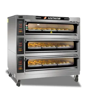Low price 3 decks 9 trays bread baking commercial pizza electric bakery equipment southstar ovens for sale