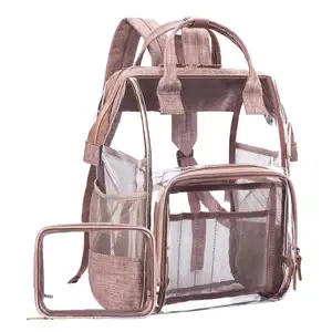 Zaino trasparente PVC trasparente resistente vedere attraverso lo zaino borsa da scuola grande trasparente borsa da viaggio all'aperto