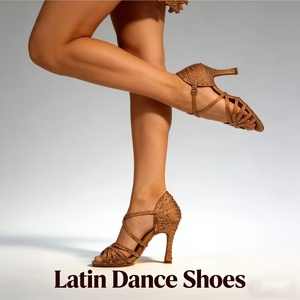 Zapatos de Baile Latinos Profesionales de Suela Suave Marrón de 9 cm para Salsa, Tango, Jazz, Modernos, con Tacón Duro, para Estudio - Product Image 3