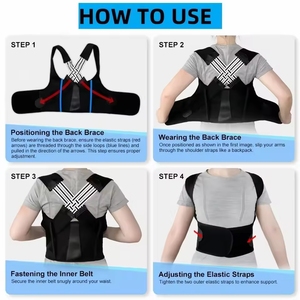 Correcteur de posture dorsal pour femmes et hommes Redresseur d'épaules Réglable Soutien dorsal complet Haut et bas - Product Image 6