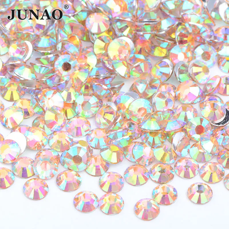 Стразы с плоской задней поверхностью JUNAO, прозрачные желейные розовые стразы из смолы, 2 мм, 3 мм, 4 мм, 5 мм, 6 мм, оптовая продажа