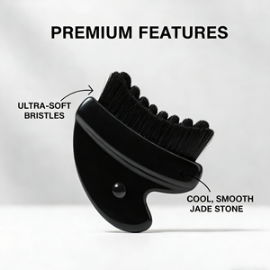 <span class=keywords><strong>Brosse</strong></span> de drainage lymphatique double face en jade Gua Sha à poils ultra-doux pour le <span class=keywords><strong>visage</strong></span> et le corps entier, sculptant et décongestionnant - Product Image 1