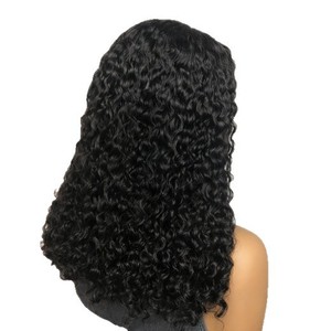 Peluca de Cabello Corto <span class=keywords><strong>Rizado</strong></span> Estilo Hada con Frente de Encaje 13x4 en Color Chocolate Marrón con Ondas Profundas, Peluca Frontal para Mujer - Product Image 1