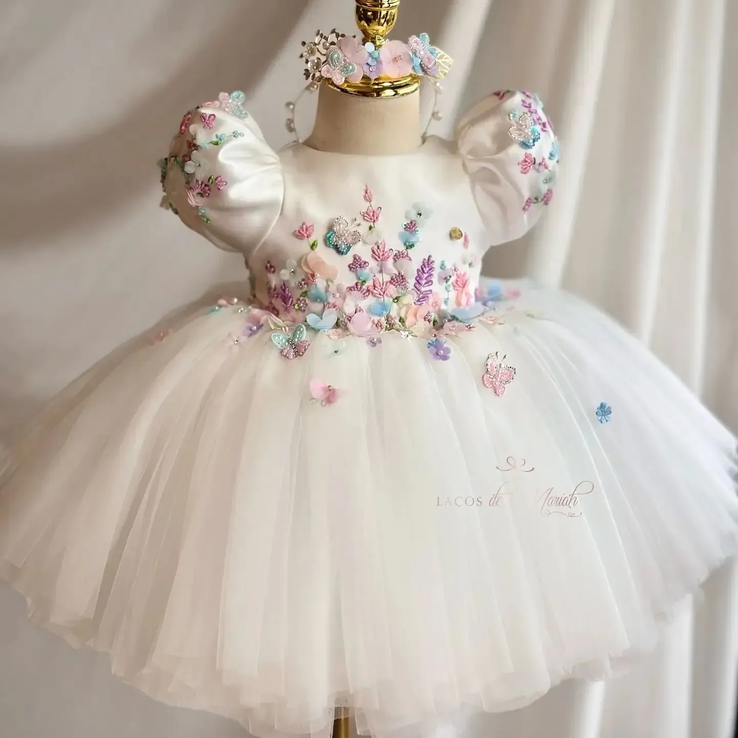 Robe Fille Fleurie Pour Mariage, Communion Ou Fête - Taille 3T, Blanc, Style Princesse