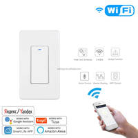 Interrupteur mural intelligent WiFi Tuya 1 gang US, interrupteur à bouton poussoir unipolaire, panneau tactile, télécommande sans fil, 240V, sans vis