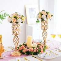 Stands Bunga Logam Perak Emas Mewah untuk Pernikahan, Vas Akrilik Tinggi dengan Desain Terpilin, Lipat, Modern, Romantis, Elegan, Centerpiece