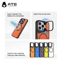 Coque de téléphone magnétique translucide mate antichoc anti-jaunissement TPU+PC électro-plaqué pour appareil photo ATB Slim pour 15