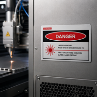Panneau d'avertissement laser métallique modèle 2026, signalisation de sécurité en aluminium, plaque de danger laser moderne de classe 4 pour usine intelligente