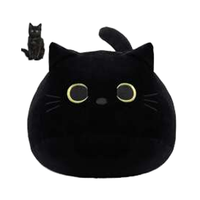 Chat noir en peluche oreiller poupée peluches chat animaux en peluche poupée Anime chat peluches jouets pour garçons filles amis chambre décoration