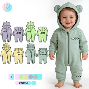 Kerui Baby <strong>Clothes</strong> Custom Logo Newborn Baby <strong>Girls</strong> <strong>Boys</strong> Bodysuit Winter Jumpsuit Solid Bear Ear Kids <strong>Clothes</strong> Hoodie Rompers Set - Product Image 1