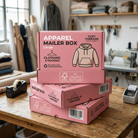 Boîtes d'expédition roses en papier FSC imprimé couleur AT PACK pour vêtements, boîtes en carton pour vêtements, sweats à capuche, boîtes pliables en carton ondulé pour envoi postal