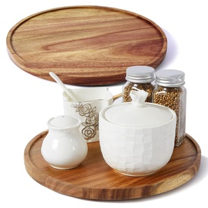 Acacia gỗ xoay bàn xoay phục vụ khay lười biếng Susan cho nhà bếp lưu trữ, Vòng đứng cho bảng trà phục vụ - Product Image 1