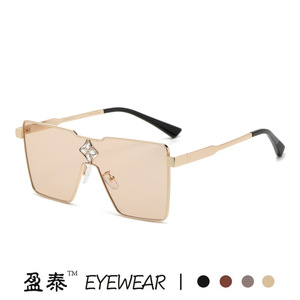 Yingtai Eyewear <b>Oversized</b> <b>Sunglasses</b> For Women Metal Frame UV400 Protection <b>Black</b> Square Design 2023 Style - Product Image 3