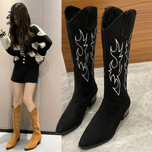 Zapatos vaqueros de moda para <span class=keywords><strong>mujer</strong></span>, <span class=keywords><strong>botas</strong></span> informales de tacón alto de tubo de talla grande, otoño e invierno, novedad de 2022 - Product Image 1