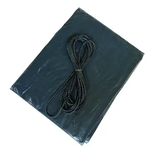 热卖聚乙烯防水布灰色带绳绳500d防水布