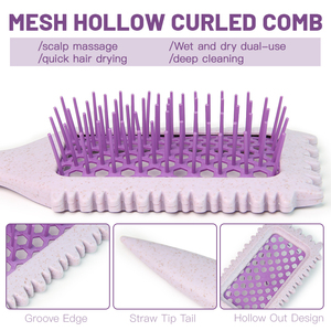 Nhà Máy Trực Tiếp Rơm Lúa Mì Xử Lý Nylon <span class=keywords><strong>Hollow</strong></span> Răng Hoa Cạnh Thư Bị Trả Lại Tạo Kiểu Tóc Tóc Bàn Chải Ướt Khô Sử Dụng Xoăn Bàn Chải Tóc - Product Image 3
