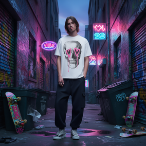 T-shirt Oversize con Grafica Cuore e Occhi, Stile Streetwear Y2K, Maglietta per Bambini con Meme - Product Image 3