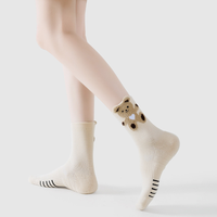 Chaussettes d'hiver personnalisées en laine, chaudes et épaisses, motif ours mignon, pour femmes, idéales pour le cyclisme, la randonnée, la course à pied, anti-choc
