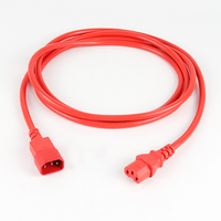 Câble d'alimentation certifié VDE H05VV-F 3G1.5 2M rouge avec connecteur IEC C15 + prise C14