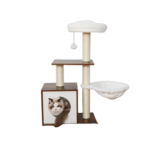 Arbre à chat multifonctionnel de luxe en bois massif avec lit spécial pour chat et <span class=keywords><strong>griffoir</strong></span> intégré - Product Image 1
