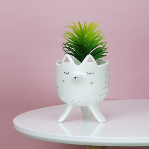 <span class=keywords><strong>Pot</strong></span> de fleurs en céramique en porcelaine peint à la main avec pieds pour jardin restaurant avec lapin éléphant grenouille renard chat design - Product Image 6