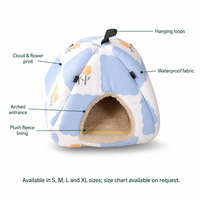 Lit suspendu pour animaux de compagnie, tente-caverne pour petits animaux, hamster, oiseau, en polyester doux, en peluche, en polaire, lavable, avec boucles de suspension, tailles S, M, L, XL