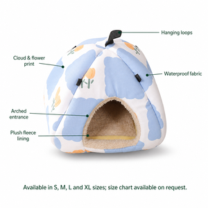 Lit suspendu pour animaux de compagnie, tente-caverne pour petits animaux, hamster, <span class=keywords><strong>oiseau</strong></span>, en polyester doux, en peluche, en polaire, lavable, <span class=keywords><strong>avec</strong></span> boucles de suspension, tailles S, M, L, XL - Product Image 3