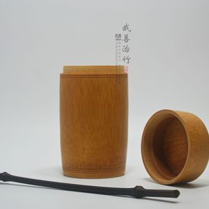 Bamboo Tea Canister Natural Bamboo Airtight Storage Drum Shape Gift Craft Packaging - Product Image 2