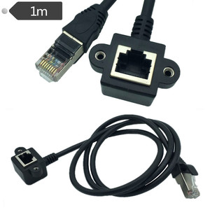 Cable de extensión de red Rj45, adaptador de ángulo recto de 1m para ordenador con soporte para montaje en pared - Product Image 1