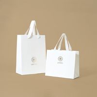 Sac de shopping en papier de luxe, logo personnalisé en feuille d'or, ruban en satin blanc, sac cadeau en papier, bijoux, vêtements, cosmétiques