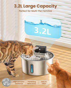 Tempat Minum Anjing Kucing Otomatis Nirkabel Sensor Baru <span class=keywords><strong>2026</strong></span>, Stainless Steel, Baterai 5000mAh - Product Image 3