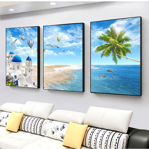 Decorazione da Parete per Soggiorno, Set di 3 Pezzi, Cornice in Cristallo e Porcellana, Dipinto in Vetro Artistico con <span class=keywords><strong>Pavone</strong></span> - Product Image 2