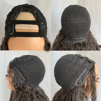 Wig Rambut Sintetis U-Part Keriting 24 Inch Grosir dengan Ujung Keriting # 2 Wig Serat Premium Coklat Hitam Anti Kusut Tersedia