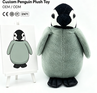 Peluche personnalisée Fat Club Penguins, pingouins gris faits à la main, jouets en peluche pour bébé, peluche de pingouin à vendre