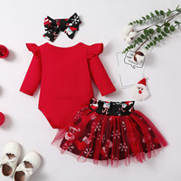 Ensemble trois pièces en coton anti-bactérien pour bébés filles, robe de Noël Harper, automne-hiver