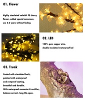 TOPREX Arbre artificiel de cerisier Sakura de 3 m pour intérieur, fausse plante japonaise haut de gamme avec LED jaunes, idéal pour centre de table événementiel