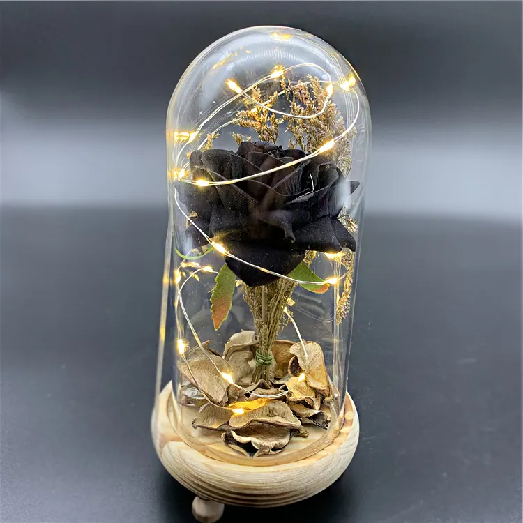 Artificial Wedding Flowers Happy Mothers Day Gift Wholesale Home Wedding Decoration With Led Lights Cheap Gift LED Artificial Rose Flower In Glass Dome