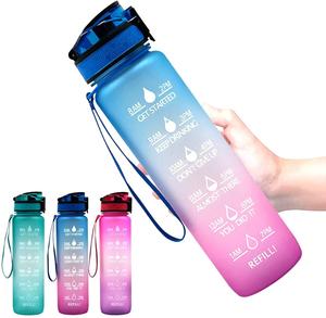 Bottle Plastic Water Bottles Plastic Wholesale 1L BPA Free Running Sports Motivational Drink Bottle Plastic Water Bottles With Custom Logo