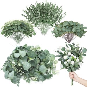 Ramas de Eucalipto Artificial Transfronterizas, Ramas Individuales de Plástico y Tela para Decoración de Bodas y Hogar, Follaje Verde Decorativo - Product Image 1