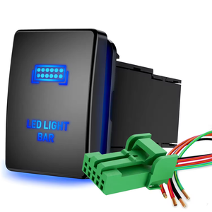 Interruptor de botón pulsador de barra de luz LED, interruptor de encendido y apagado de <span class=keywords><strong>12V</strong></span> con Kit de cable conector para Toyota Sequoia Highlander Tacoma Tundra 4Runner - Product Image 1