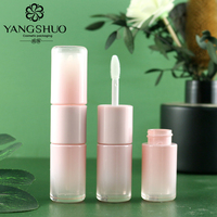 Tube de brillant à lèvres rose personnalisé à double embout, 3 ml, flacon vide rond, fabricants de tubes de brillant à lèvres double face vides