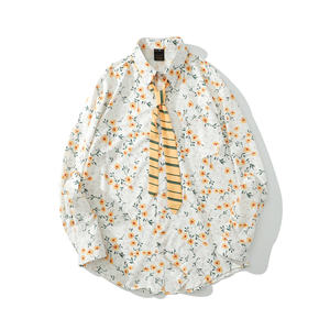 Chemise à manches longues vintage à imprimé floral pour homme, coupe ample, style boyfriend, respirante, séchage rapide, 100% polyester, chemise décontractée - Product Image 1