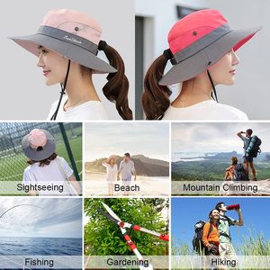 Extérieur Tribu Pliable <span class=keywords><strong>Soleil</strong></span> Chapeau D'été UV Protection Pliable Large Bord Queue De Cheval Chapeau De Pêche Seau Chapeau - Product Image 3
