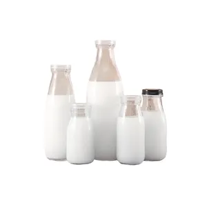 100ml 200ml 250ml 500ml 1000ml leere Glas milch flasche mit Plastik-/Platten verschluss Saft Getränk trinken Klarglas flaschen