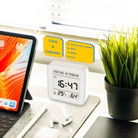 Termómetro Higrómetro Digital LCD 3 en 1 para Interiores con Reloj, Material ABS, Personalizable OEM/ODM