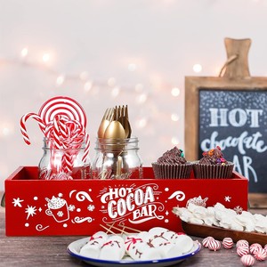 Caja de almacenamiento de madera, organizador navideño, decoración rectangular reutilizable para el hogar, vajilla para fiestas navideñas - Product Image 1