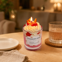 Bougie en pot parfumée à la fraise FTQS, bougie aromatique en cire de soja 210g, cadeau pour la maison, OEM, étiquette privée, longue durée