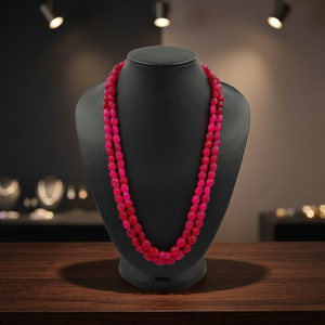 Collar de Cuentas de Cuarzo Rosa Pulido de 2 Capas, 8-10 mm, Piedras Fucsia, 24 Pulgadas de Largo, Joyería de Piedras Preciosas - Product Image 3