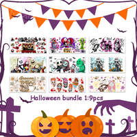 Vente en gros Halloween UV DTF Cup Wraps Livraison gratuite 16oz UV DTF Cup Wraps No Heat Need Waterproof UV DTF Cup Wrap Transfers